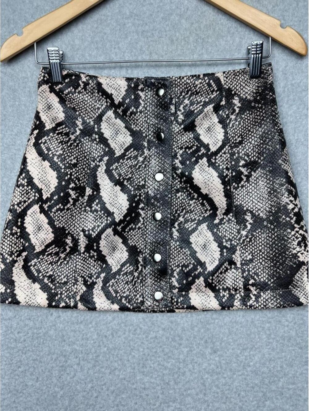 Urban Outfitters Snakeskin Mini Skirt Button Front Y2K Indie Sleaze Faux Leather